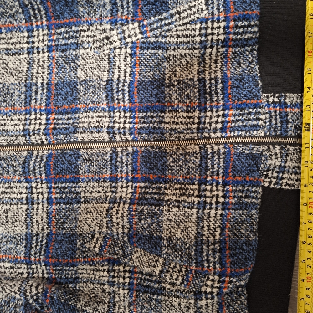 Avec Les Filles Plaid Knit Jacket with Blue and Orange Accents - Picture 12 of 16